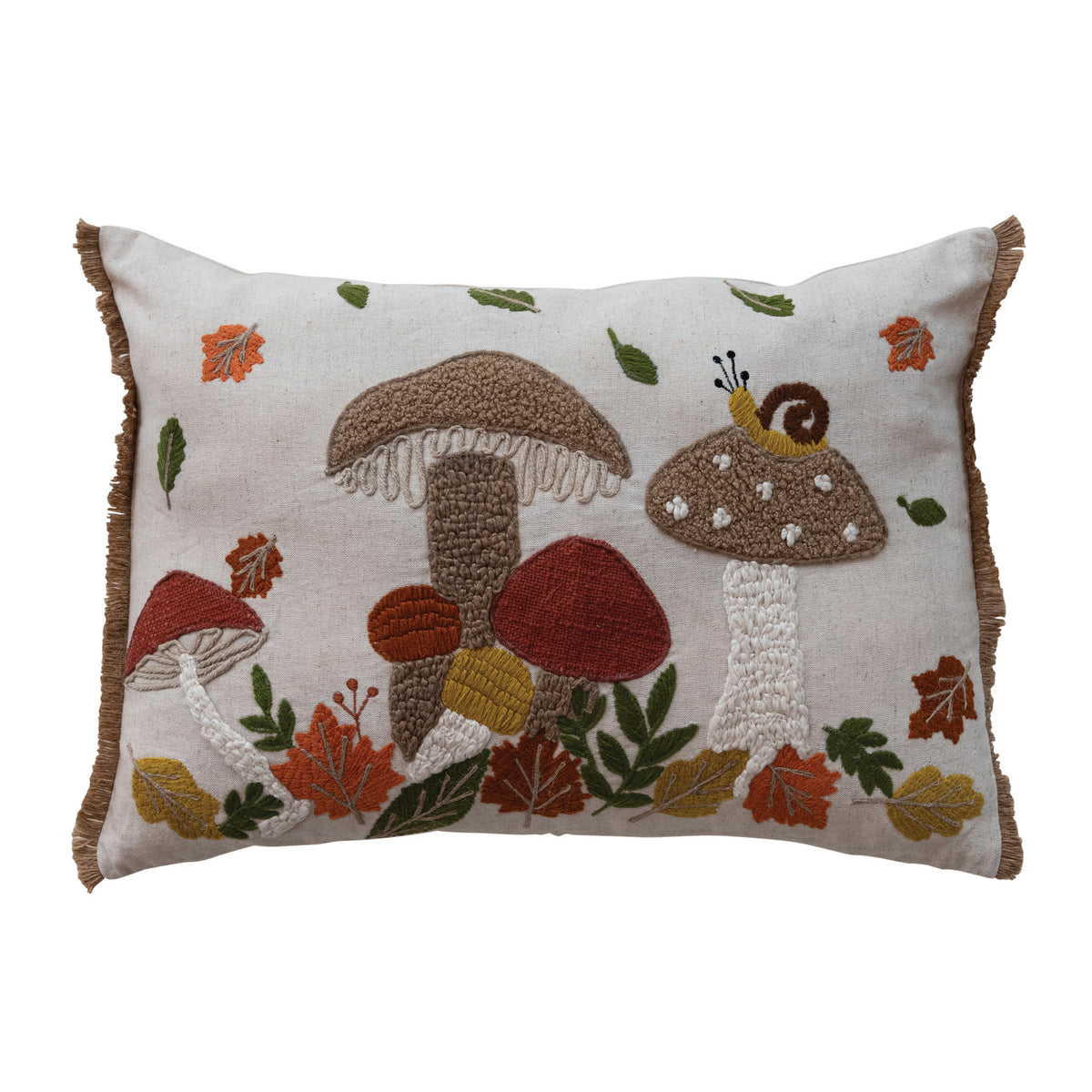 Mushroom Embroidered Pillow
