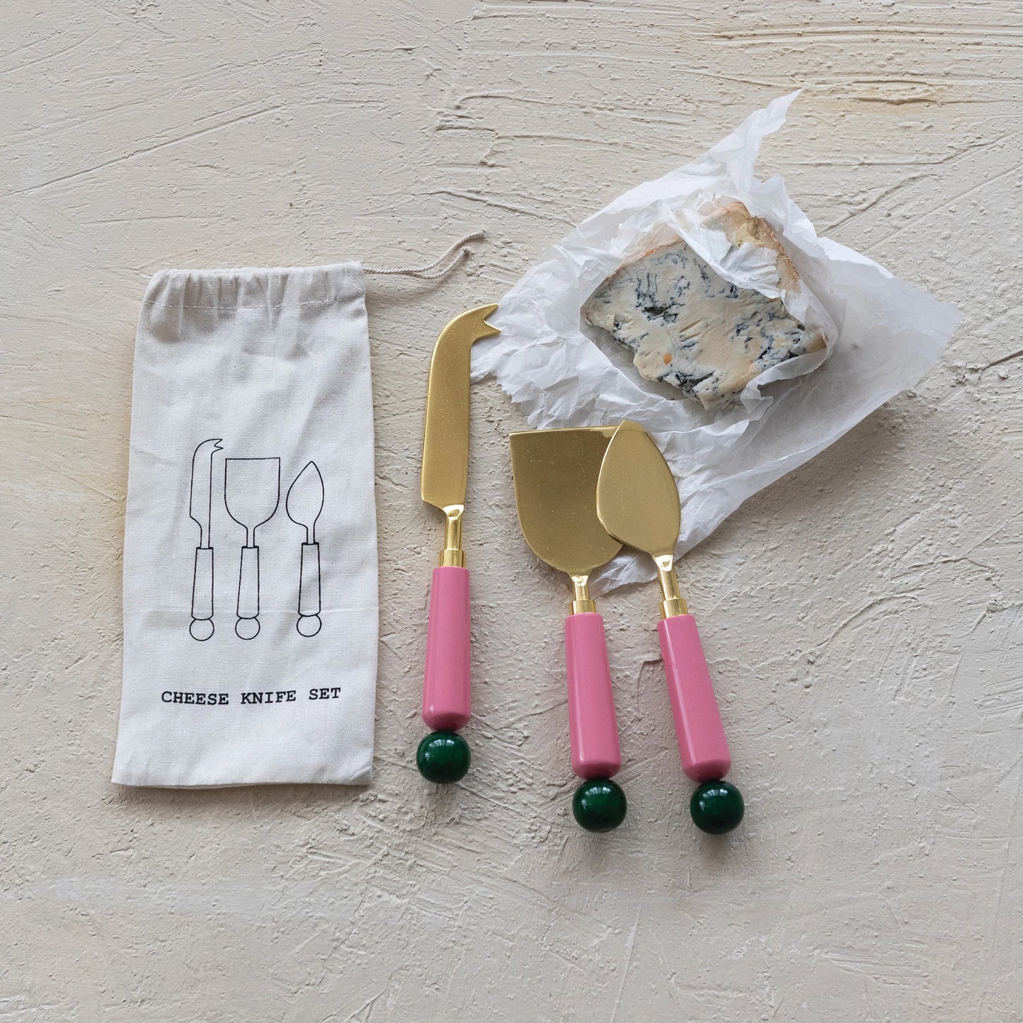 Pink Handle Cheese Knives