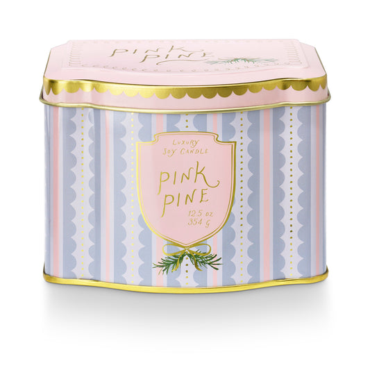 Pink Pine Printed Tin Candle