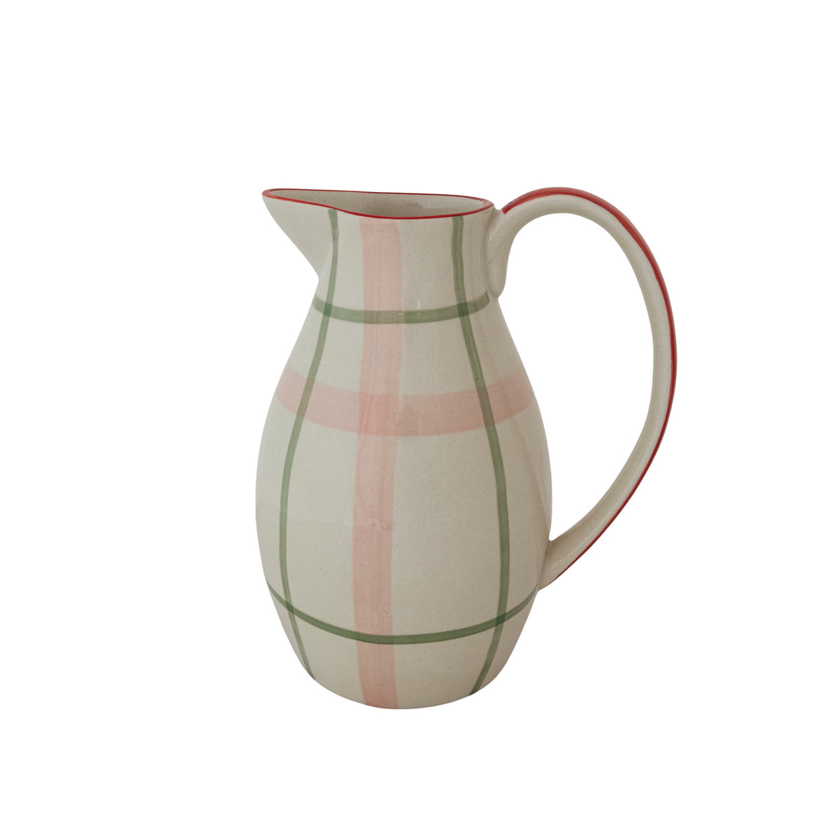 Hand-Painted Holiday Plaid Pitcher