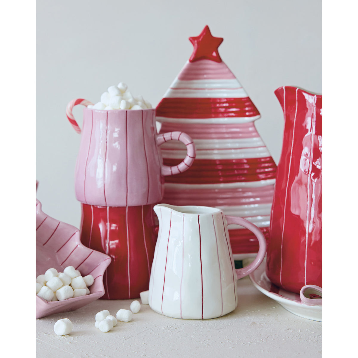Hand-Painted Striped Pitcher