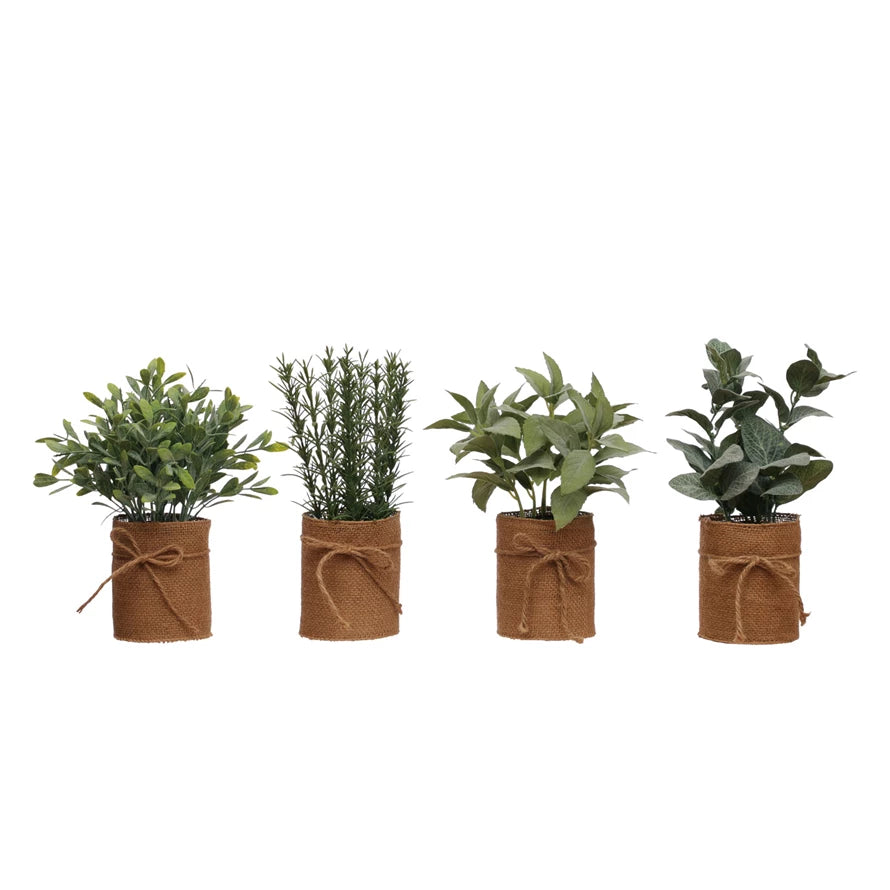 Faux Plant in Burlap Bag