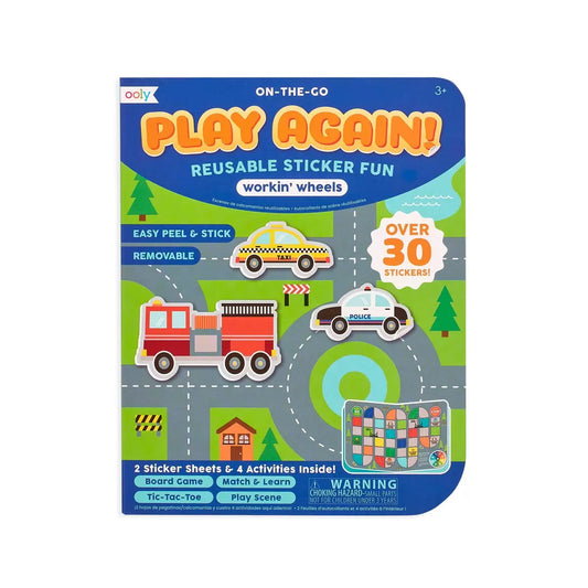 Play Again! Reusable Sticker Fun - Workin' Wheels