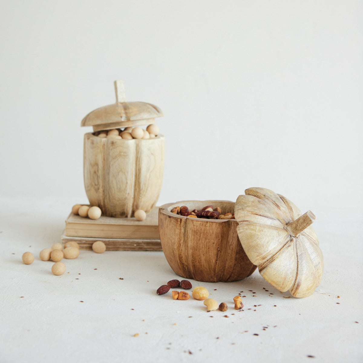 Wood Pumpkin Container