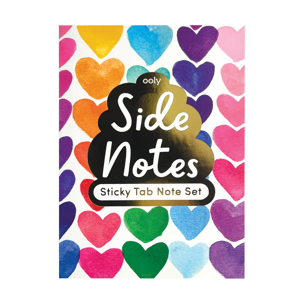 Side Notes Sticky Tab Note Pad - Rainbow Hearts