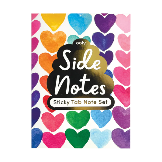 Side Notes Sticky Tab Note Pad - Rainbow Hearts