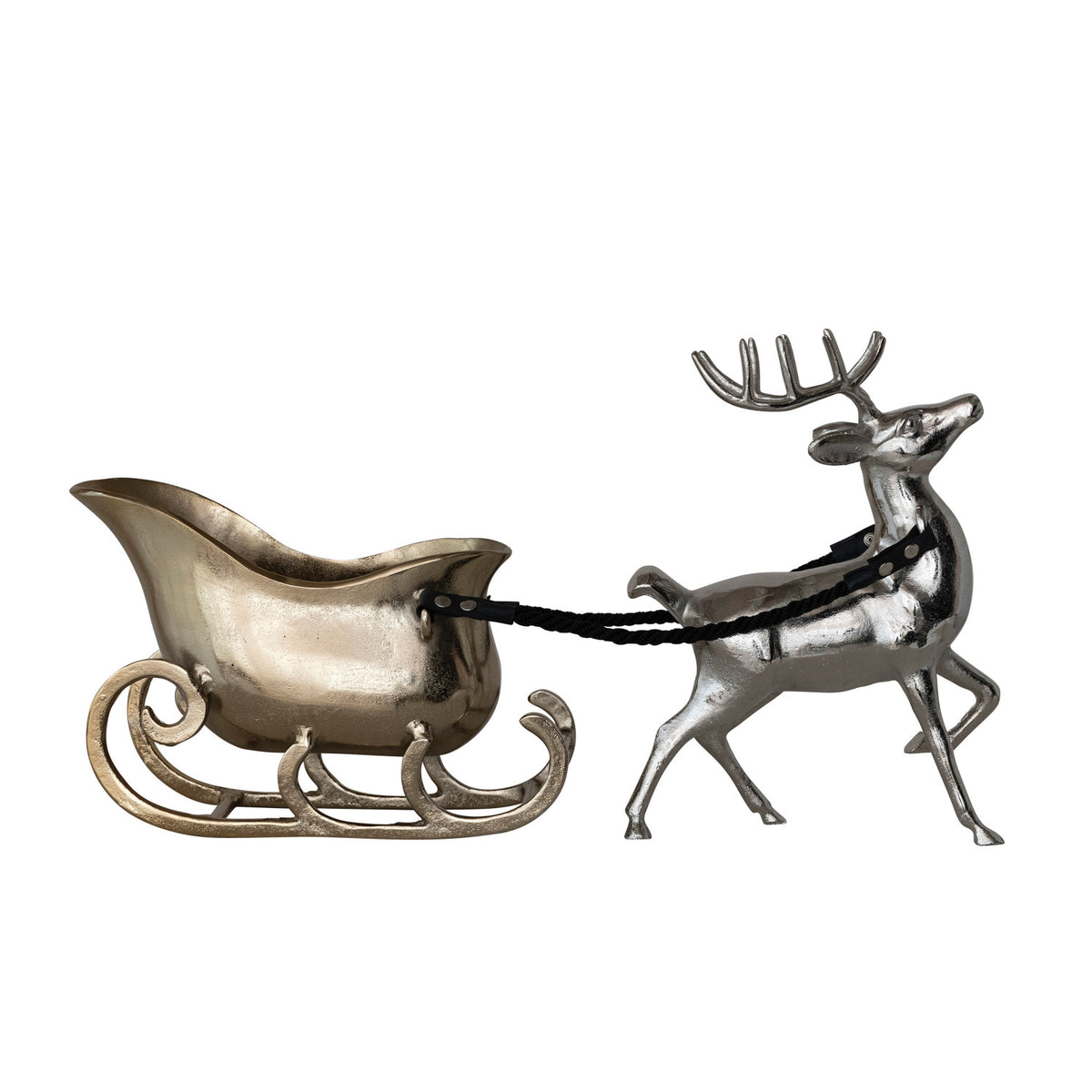 Aluminum Reindeer and Sleigh