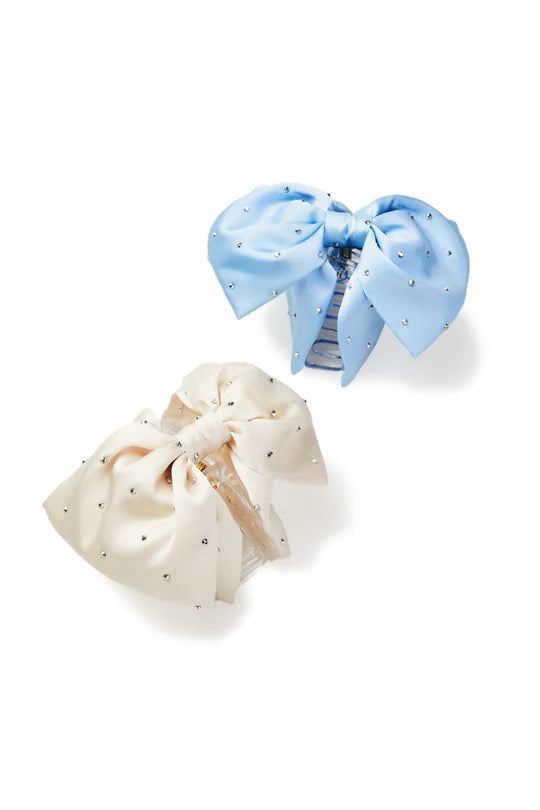 Satin Sparkle Bow Claw Pair