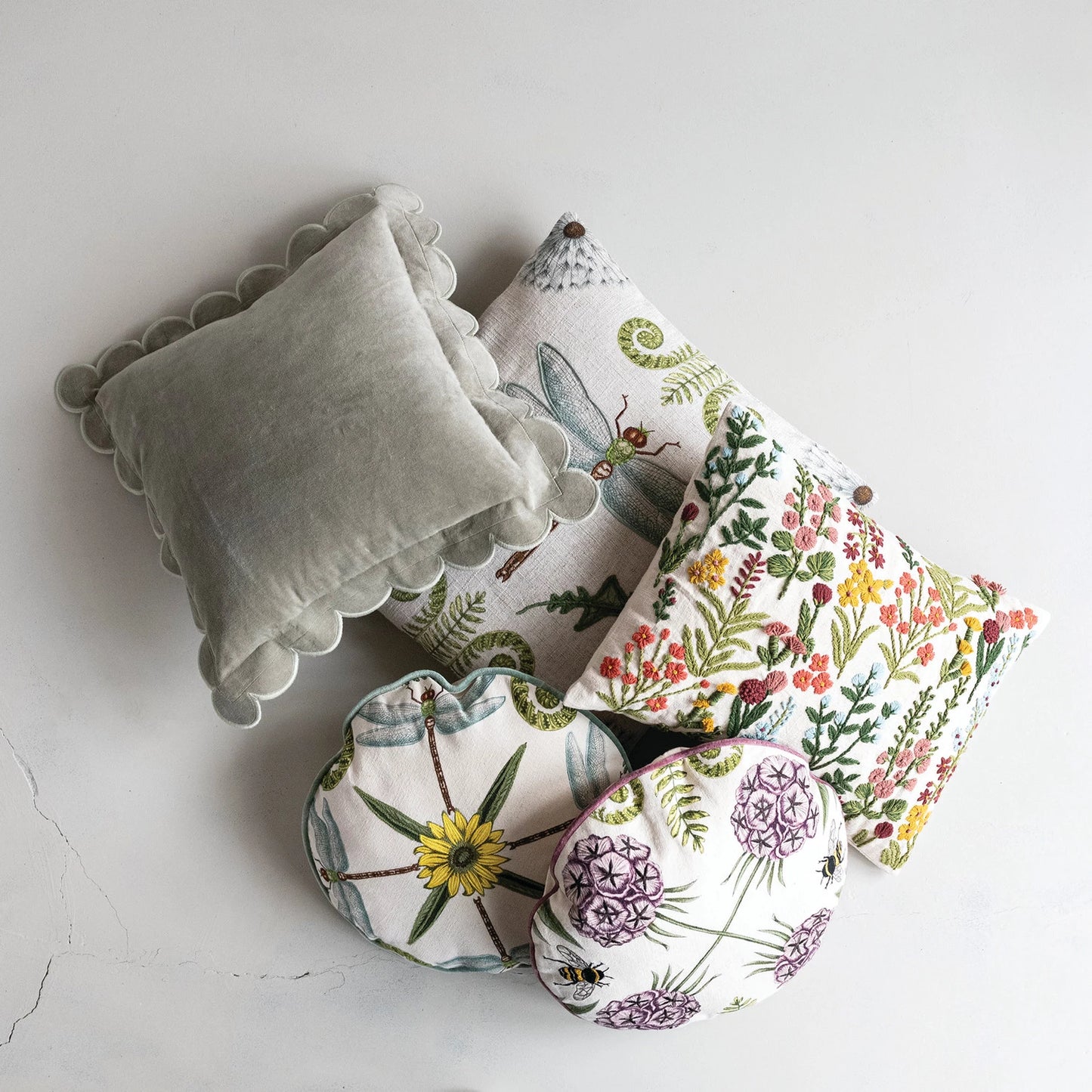 Scalloped Sage Green Pillow