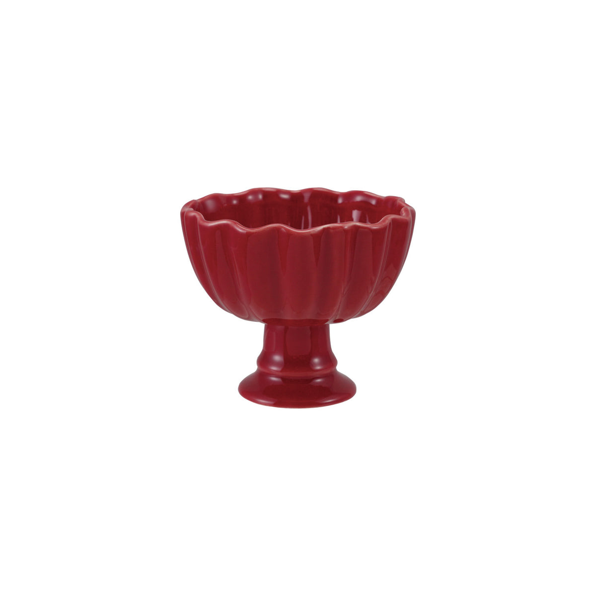 Red Footed Scalloped Bowl