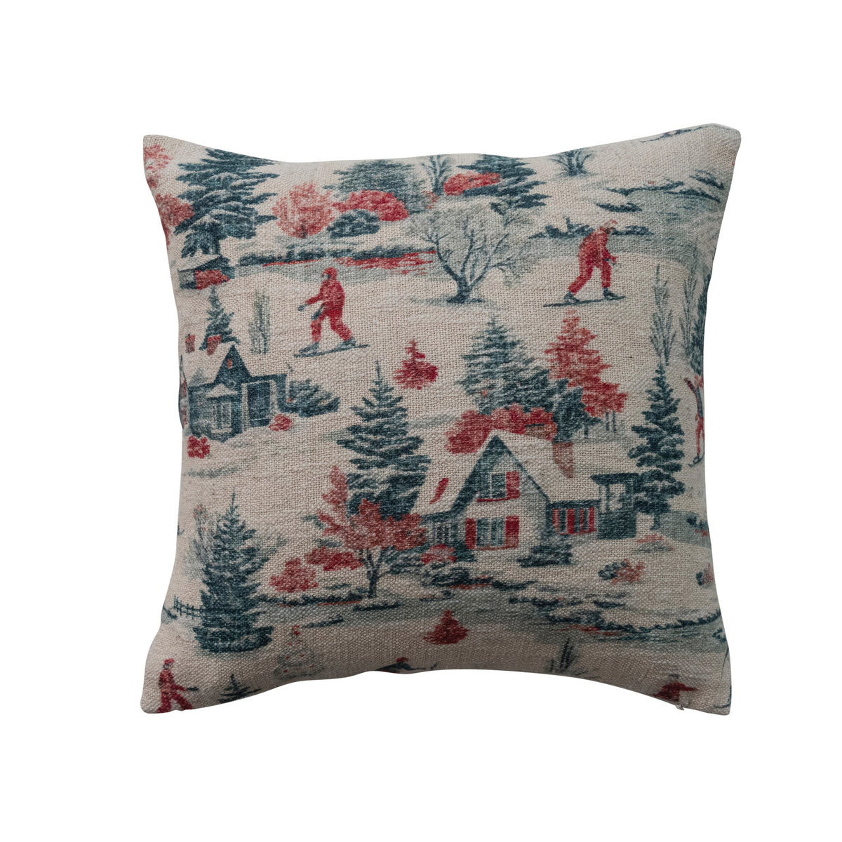 Vintage Ski Scene Pillow