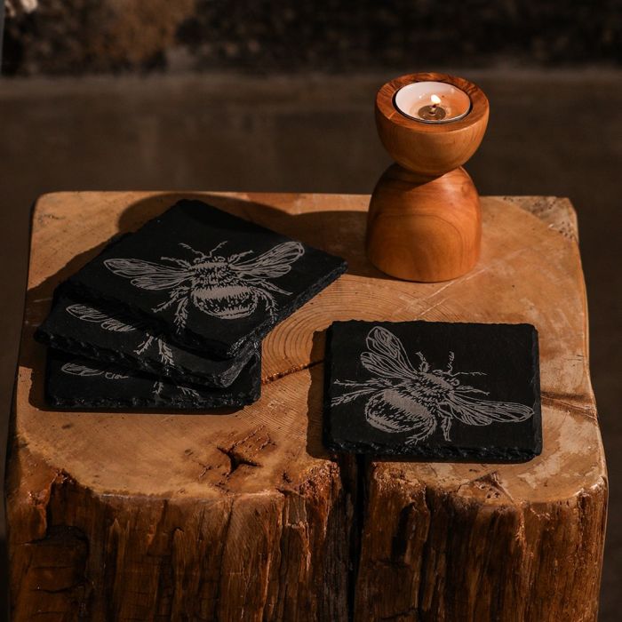 Slate Coaster Set - Bee