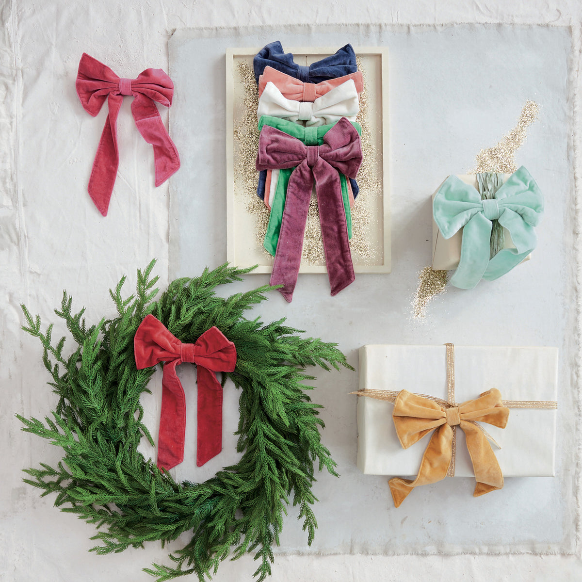 Red Velvet Clip-on Bow - Small