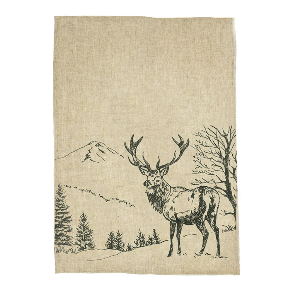 Linen Tea Towel - Scenic Stag