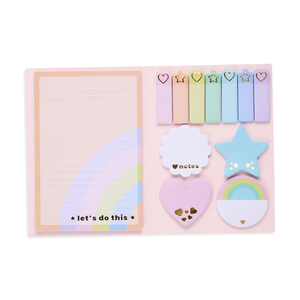 Side Notes Sticky Tab Note Pad - Pastel Rainbows