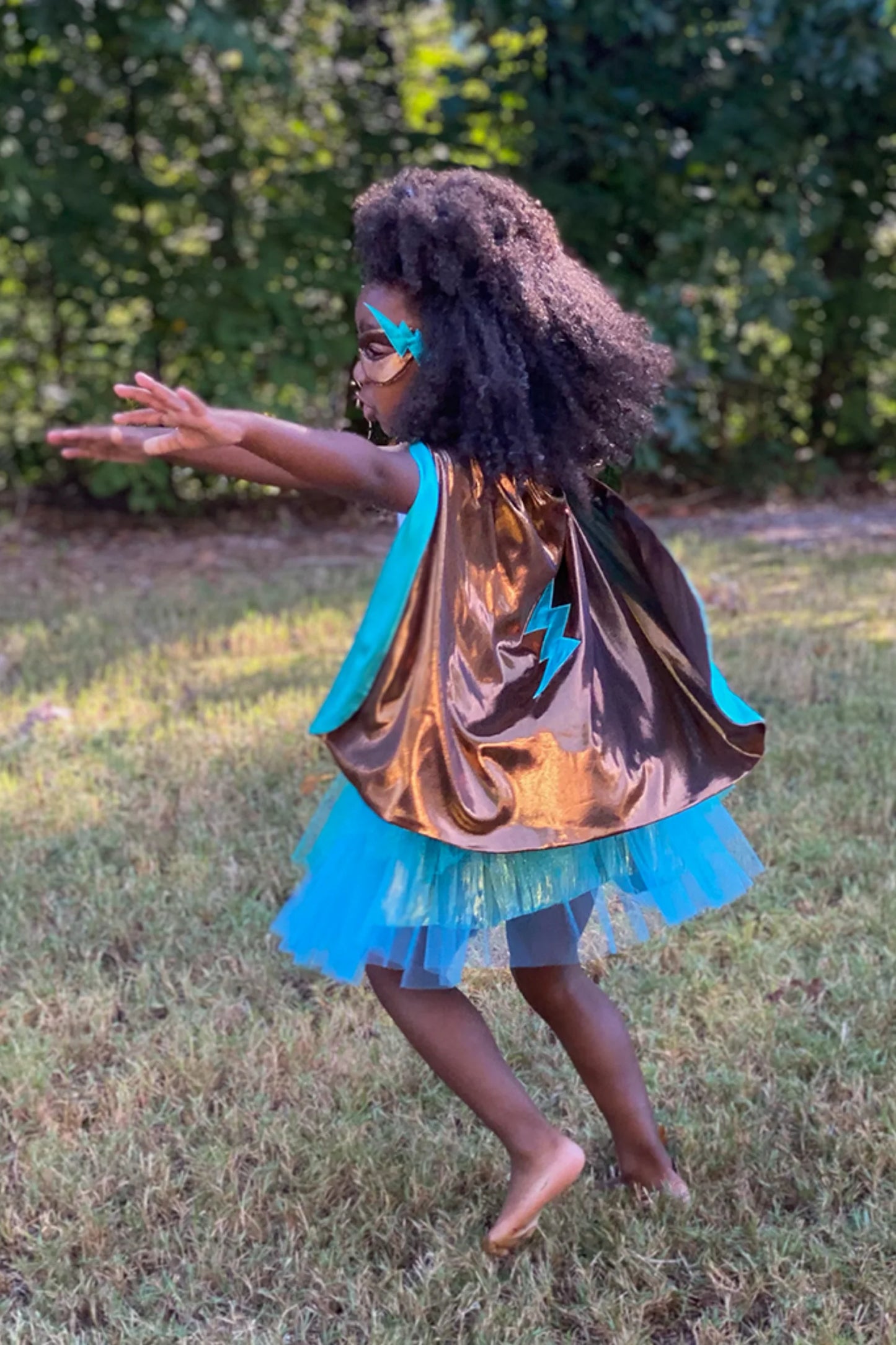 Super-Duper Tutu/Cape/Mask Teal/Copper Size 4-6