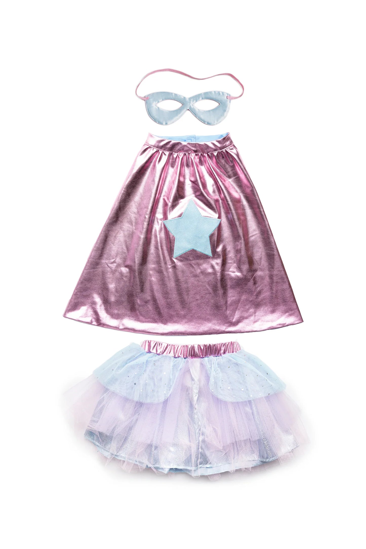 Super-Duper Tutu/Cape/Mask Pink/Light Blue Size 4-6