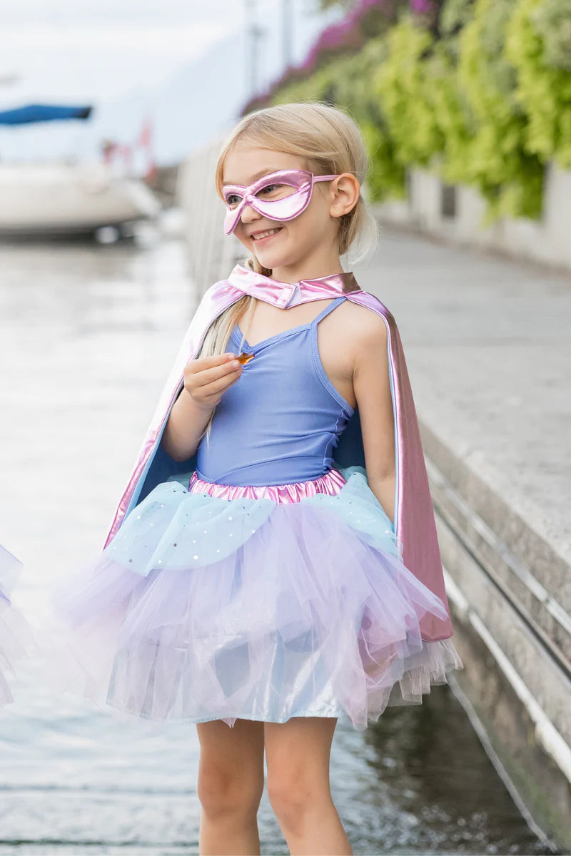 Super-Duper Tutu/Cape/Mask Rose Gold/Lilac Size 4-6