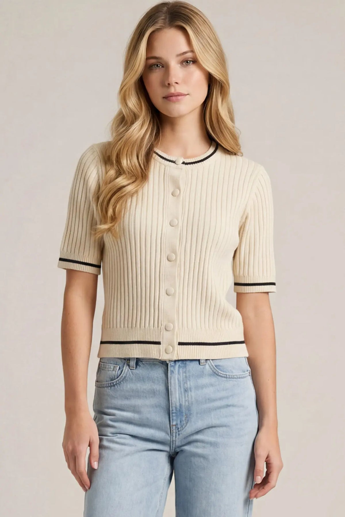 Taupe Button Down Sweater
