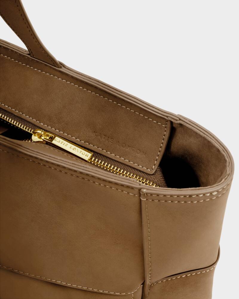 Taya Woven Suedette Tote Bag - Caramel