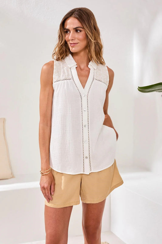 Embroidered Sleeveless Blouse