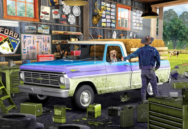 Hard Days Work Pickup Truck Puzzle Tin