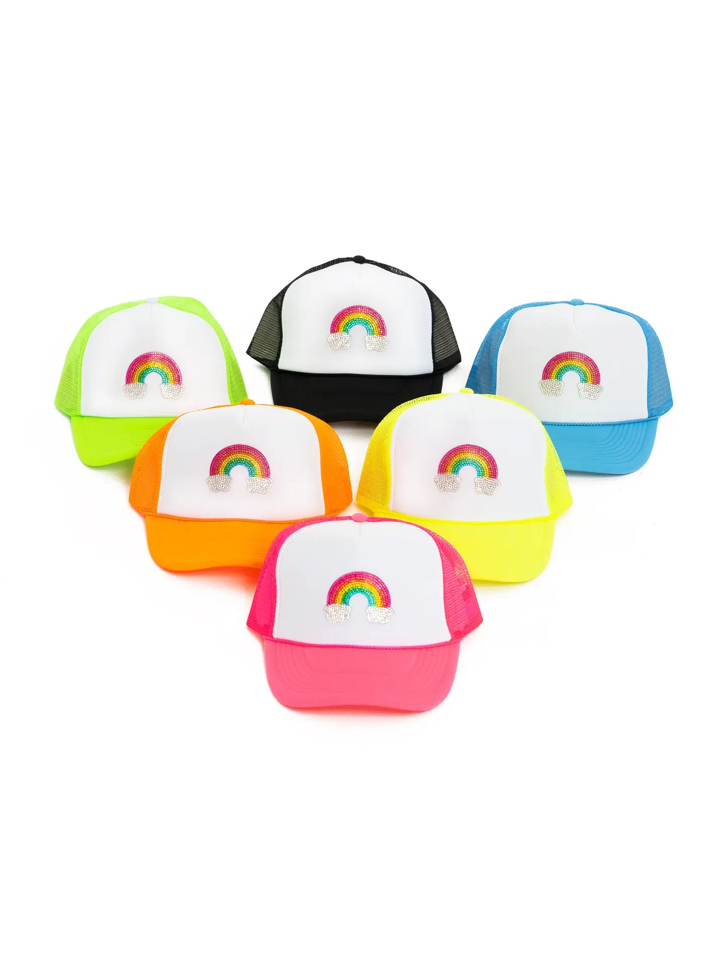 Trucker Hat - Rhinestone Rainbow Patch