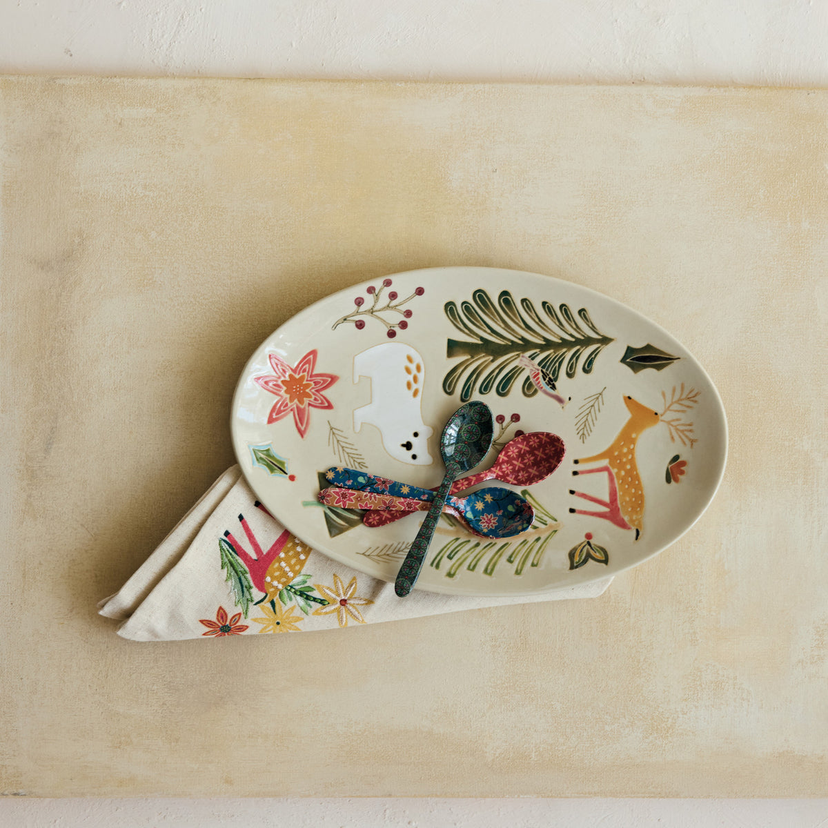 Hand-Painted Woodland Platter