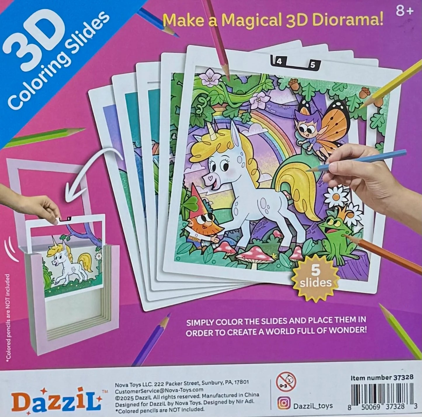 3D Coloring Slide - Unicorn
