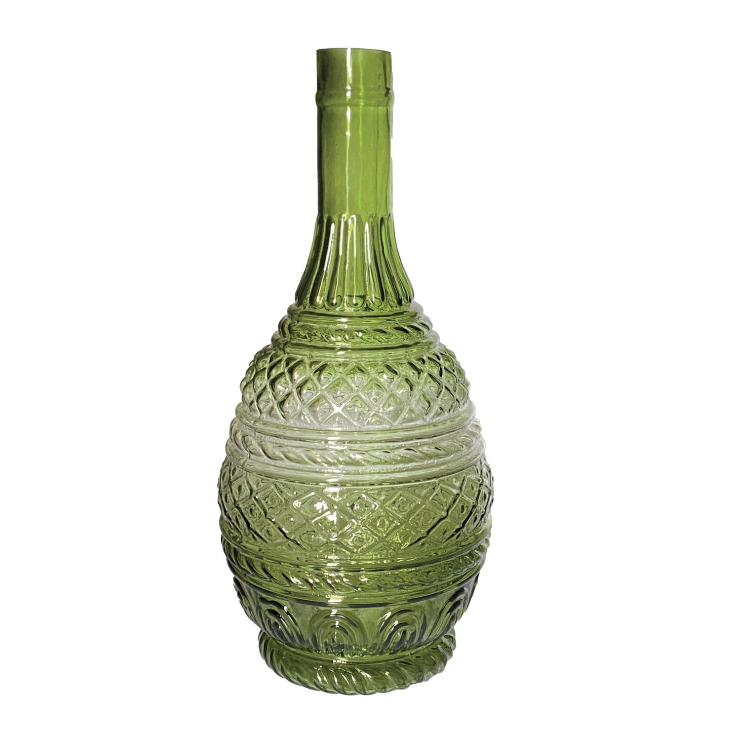 Green Embossed Glass Vase - Large