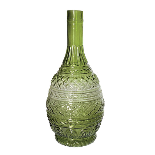 Green Embossed Glass Vase - Large
