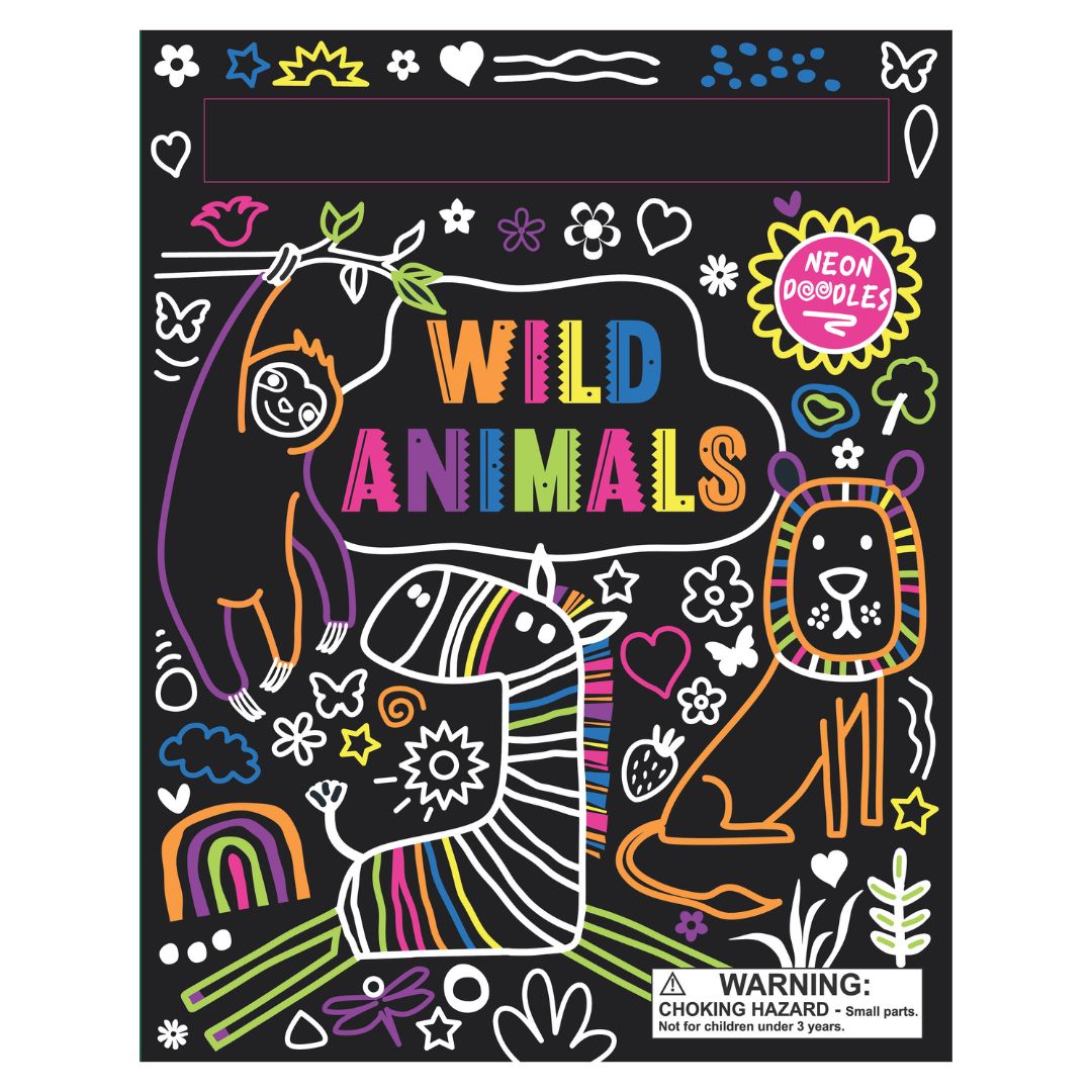 Neon Doodles Book: Wild Animals
