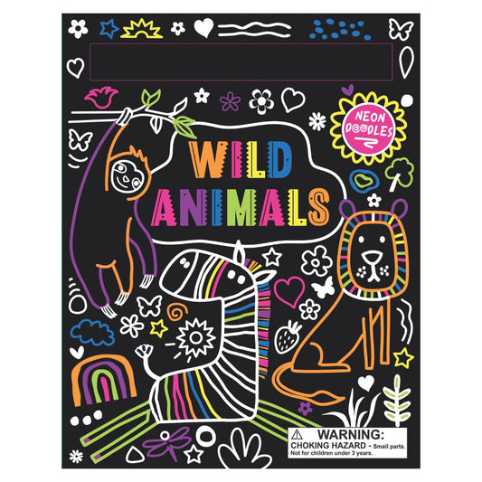 Neon Doodles Book: Wild Animals