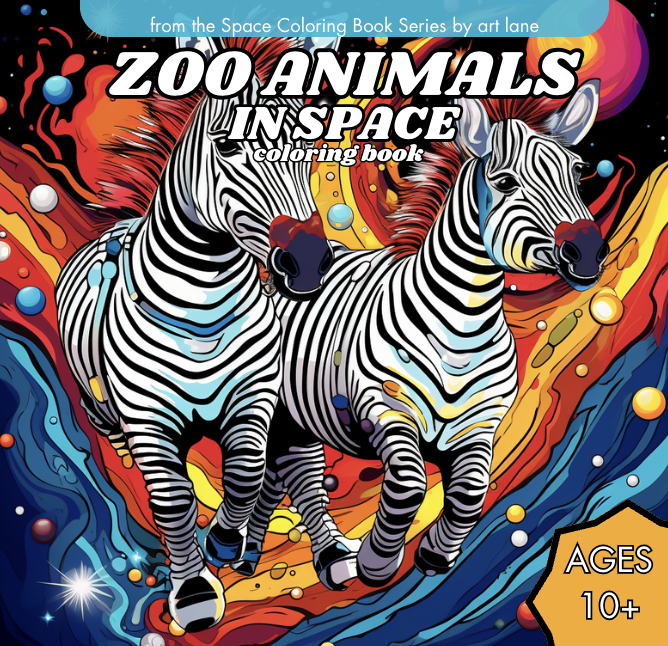 Zoo Animals in Space Coloring Book