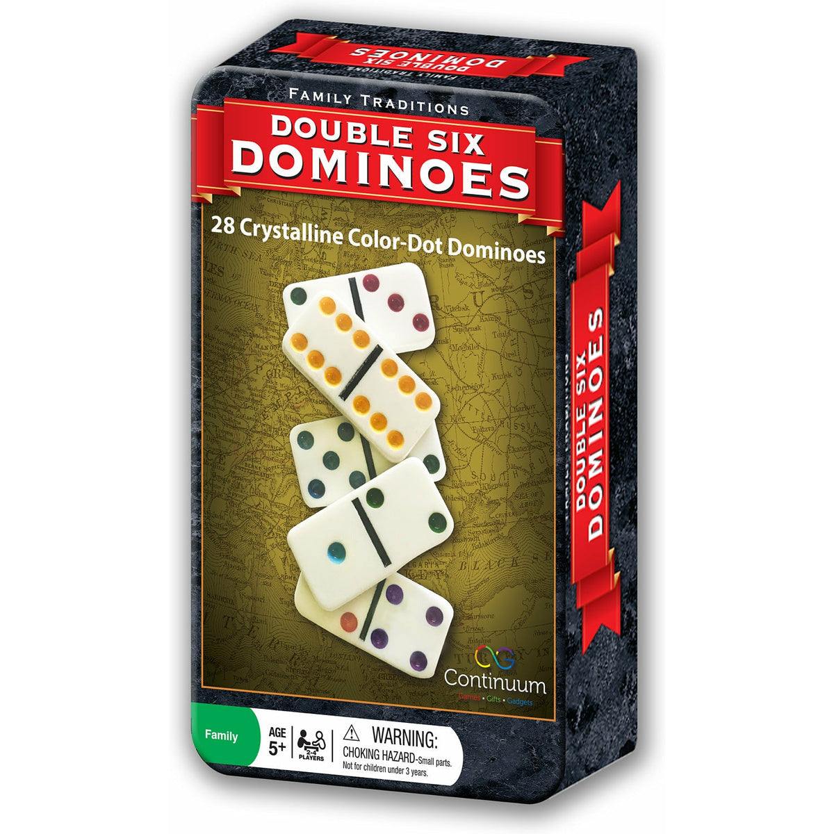 Family Traditions Double 6 Dominoes Tin
