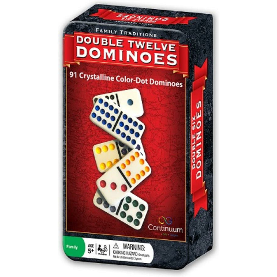 Family Traditions Double 12 Dominoes Tin