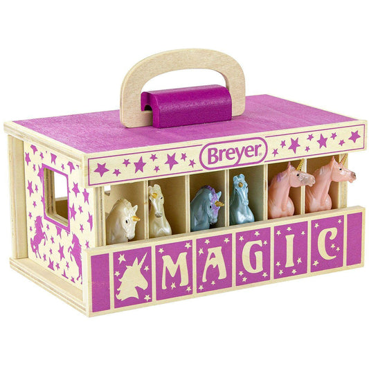 Unicorn Magic Wood Carry Stable with 6 Unicorns